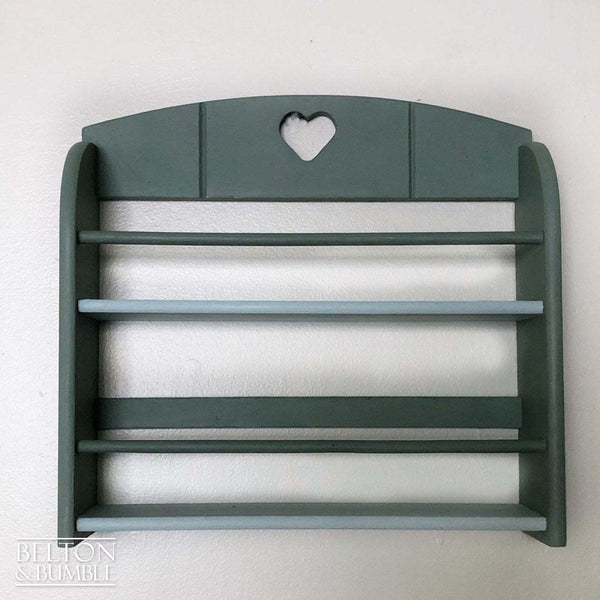 Two Tone Duck Egg Blue Spice Rack Shelving – front view showing overall layout