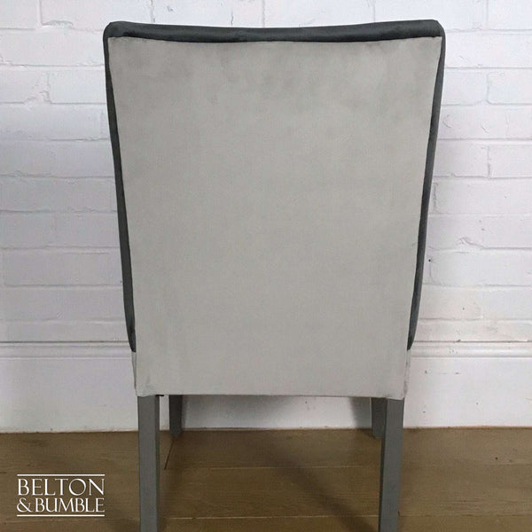 Two Tone Grey Velvet Accent Chair – back view showing overall layout