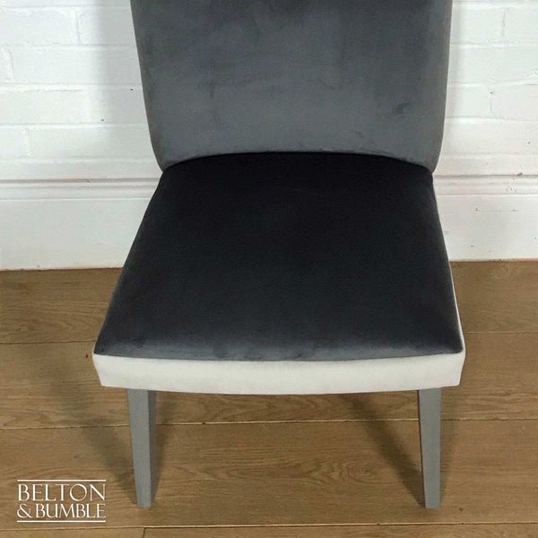 Two Tone Grey Velvet Accent Chair – Close-up of two tone grey velvet on seat