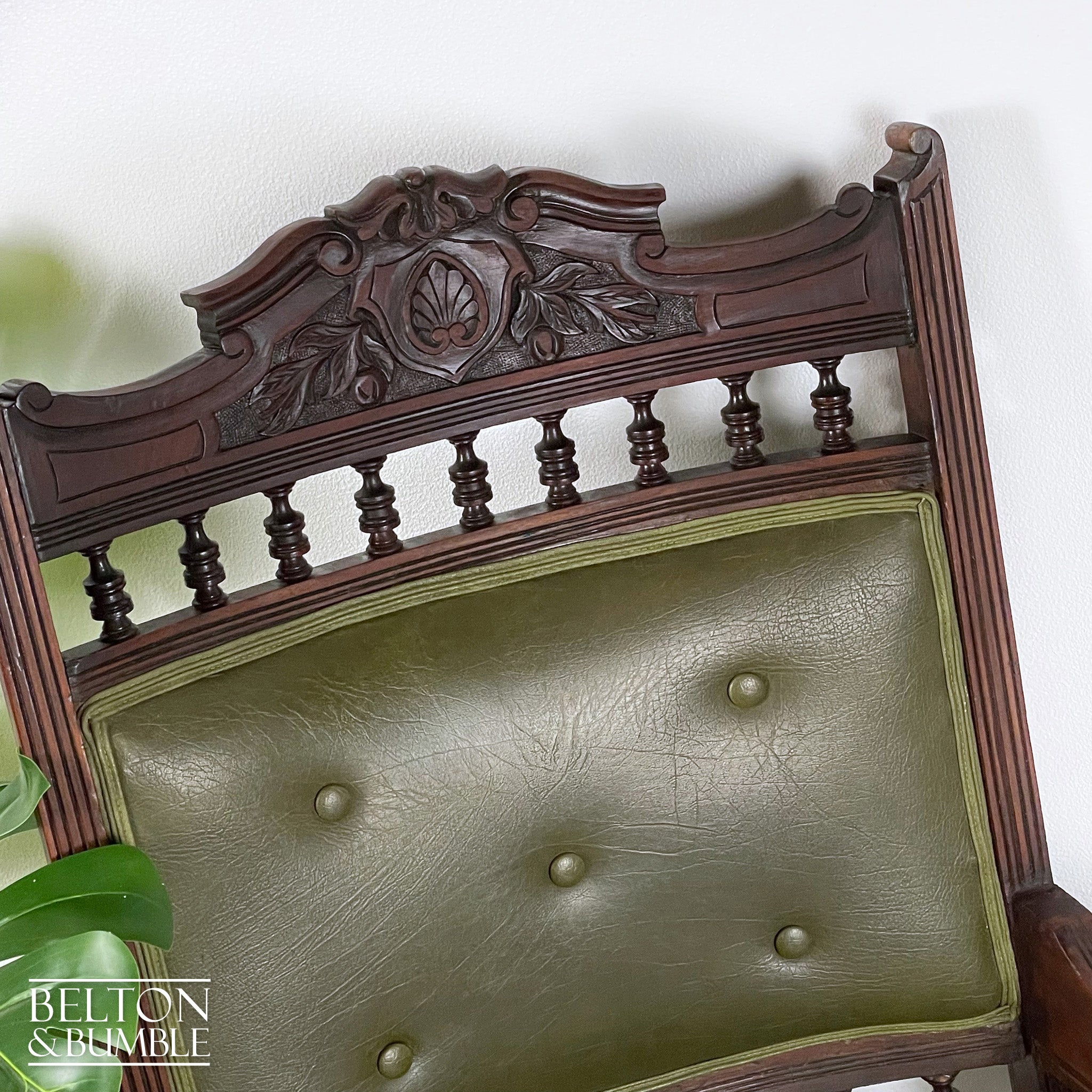 Carved Edwardian Mahogany Armchair-Belton & Bumble