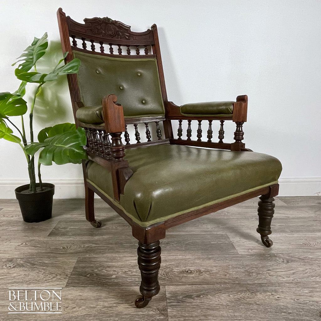 Carved Edwardian Mahogany Armchair-Belton & Bumble