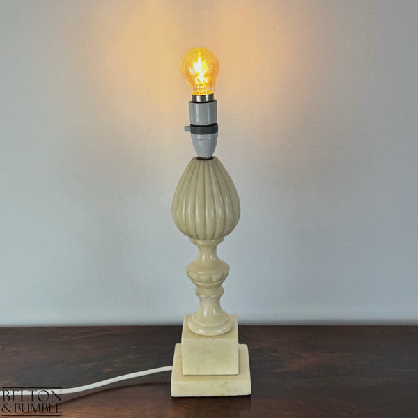 Vintage Alabaster Table Lamp  – Full profile of lamp showing it is working