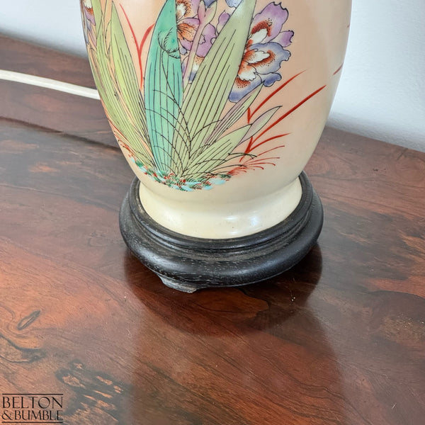 Vintage Hand Painted Ceramic Table Lamp – Close-up of base