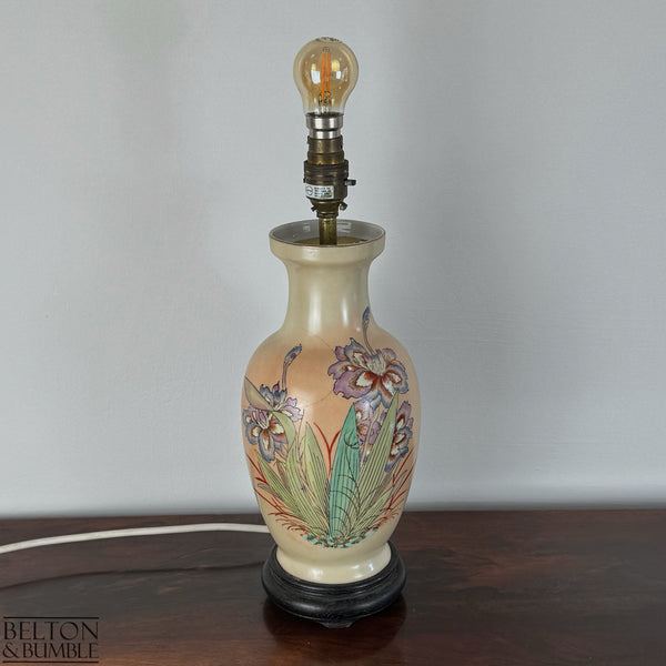 Vintage Hand Painted Ceramic Table Lamp – front view 