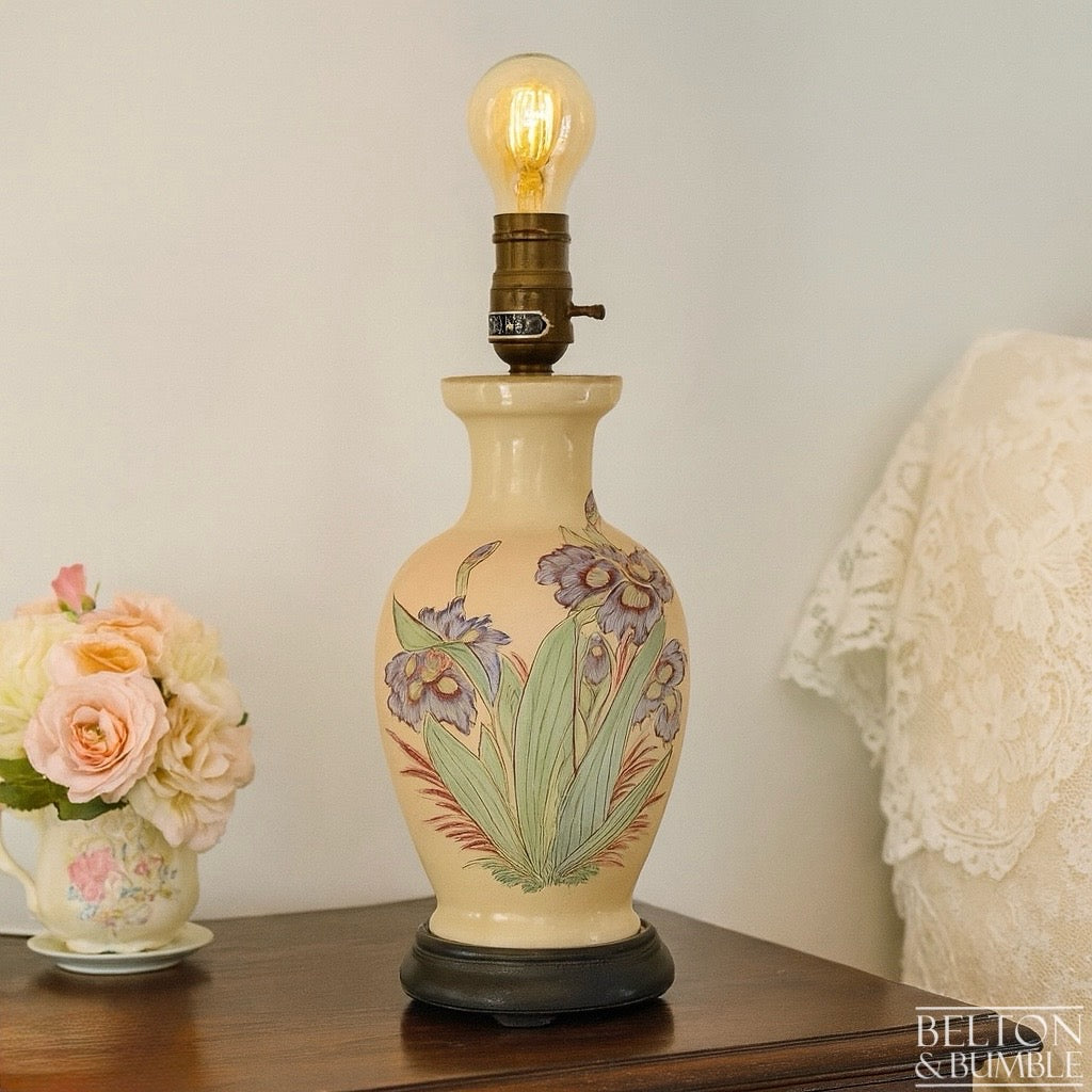 Vintage Hand Painted Ceramic Table Lamp – Styled product shot with complementary décor to suggest scale