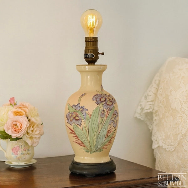 Vintage Hand Painted Ceramic Table Lamp – Styled product shot with complementary décor to suggest scale