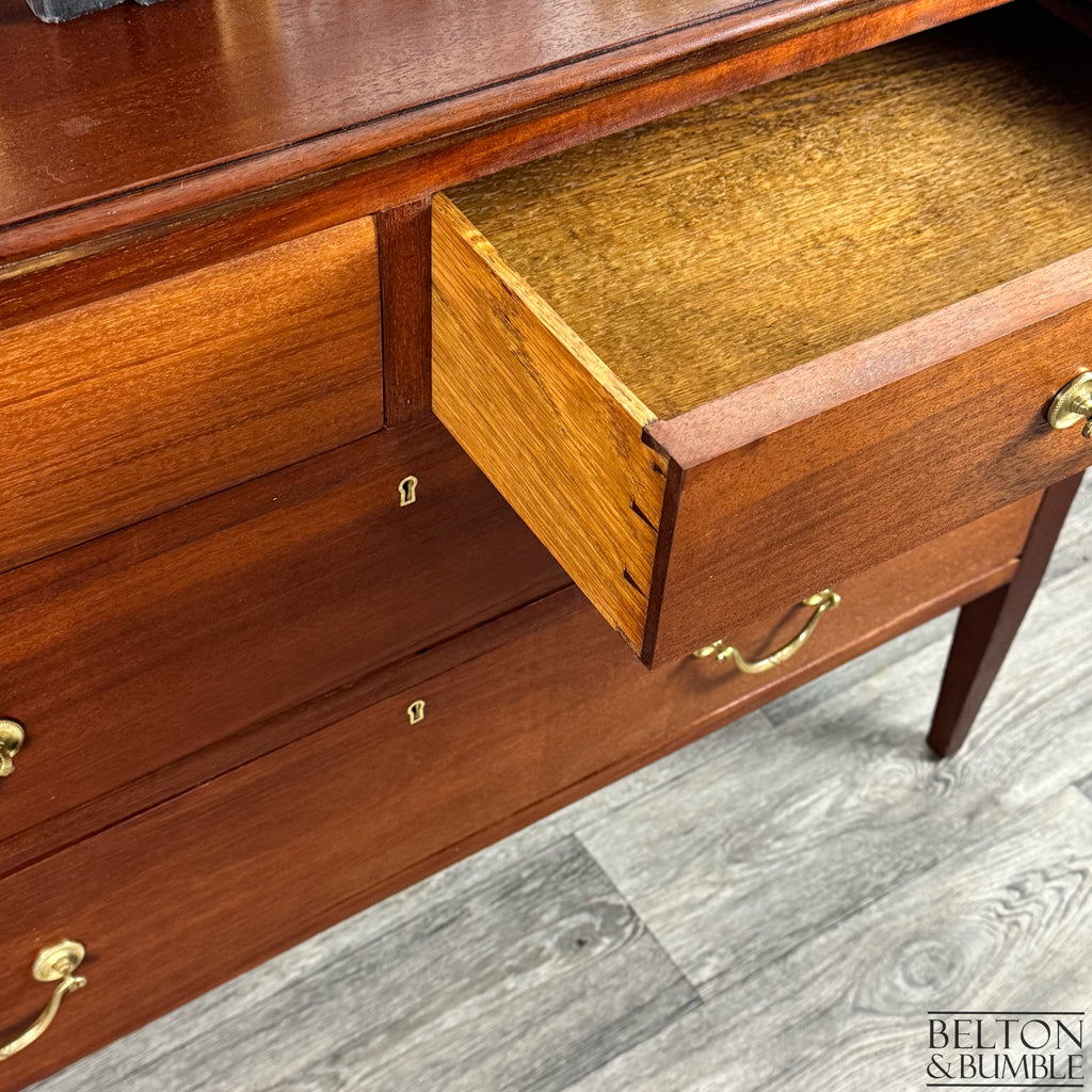 Vintage Mahogany Four Drawer Chest of Drawers with Gallery Back – Open drawer showing dovetail joints and clean interior