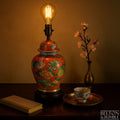 Vintage Oriental Ginger Jar Table Lamp  – Styled product shot with complementary décor to suggest scale
