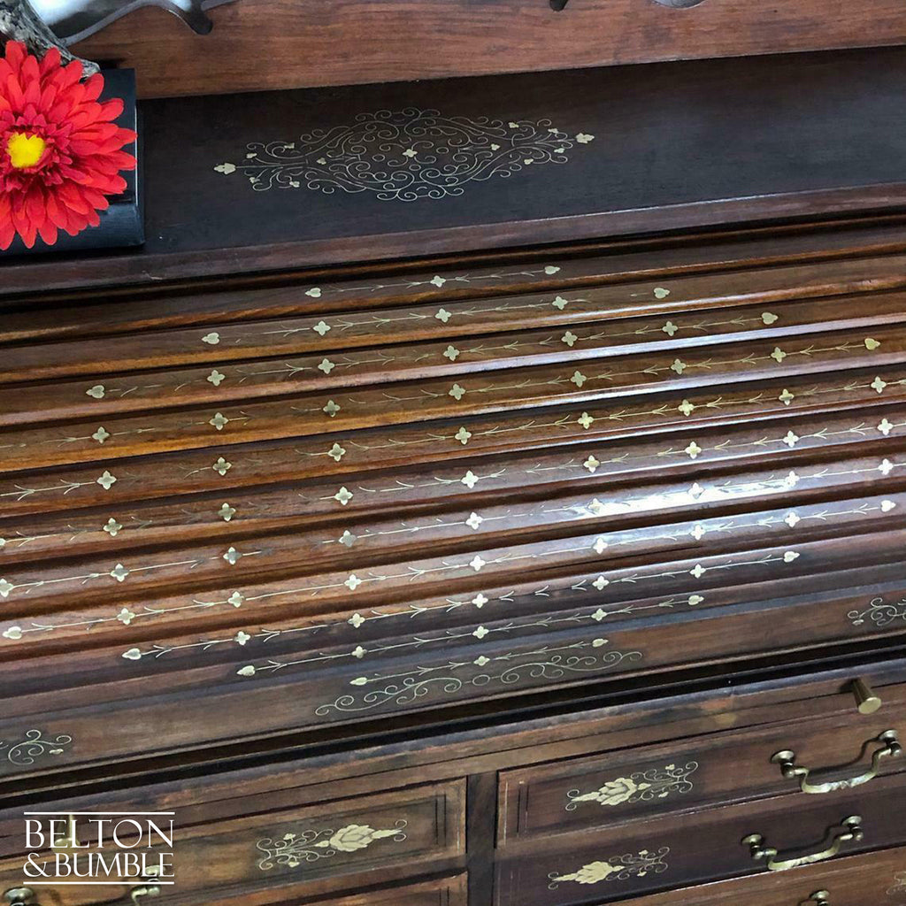 Anglo Indian Mahogany Roll Top Writing Desk Bureau-Belton & Bumble