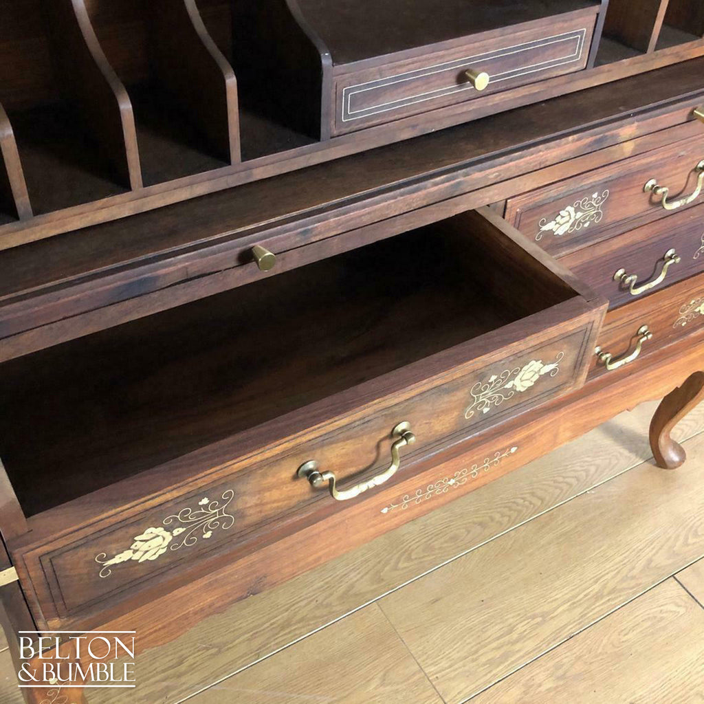 Anglo Indian Mahogany Roll Top Writing Desk Bureau-Belton & Bumble