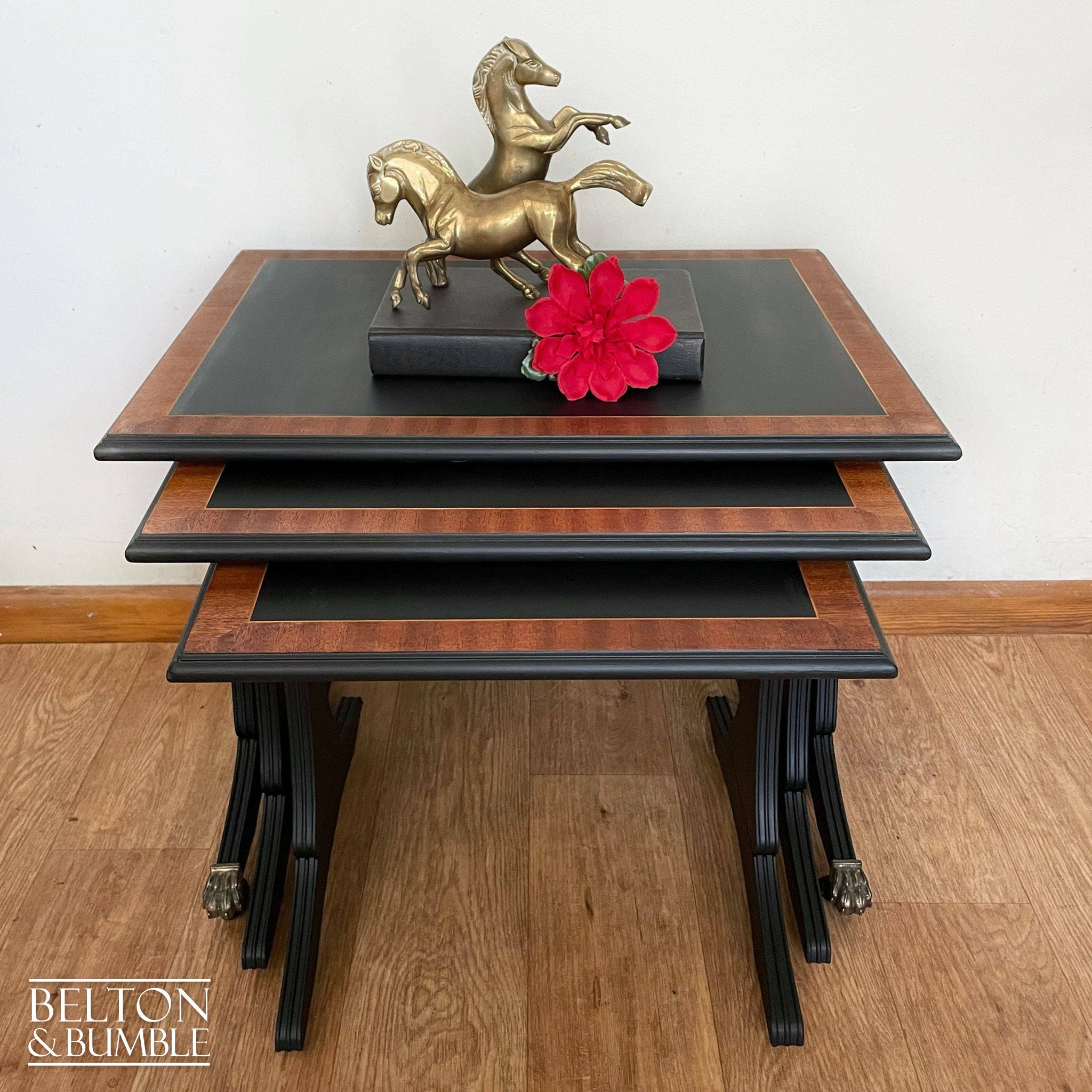 Black and Wood Nest of Tables-Belton & Bumble