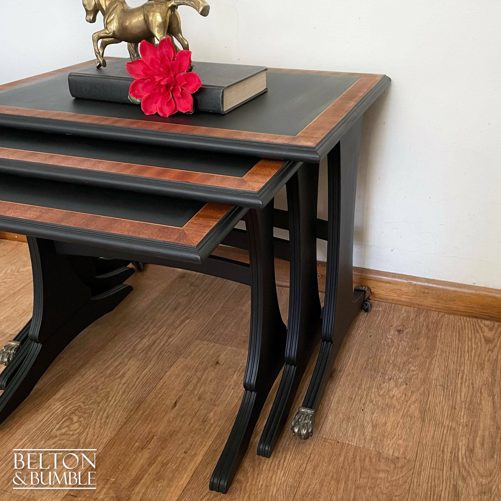 Black and Wood Nest of Tables-Belton & Bumble