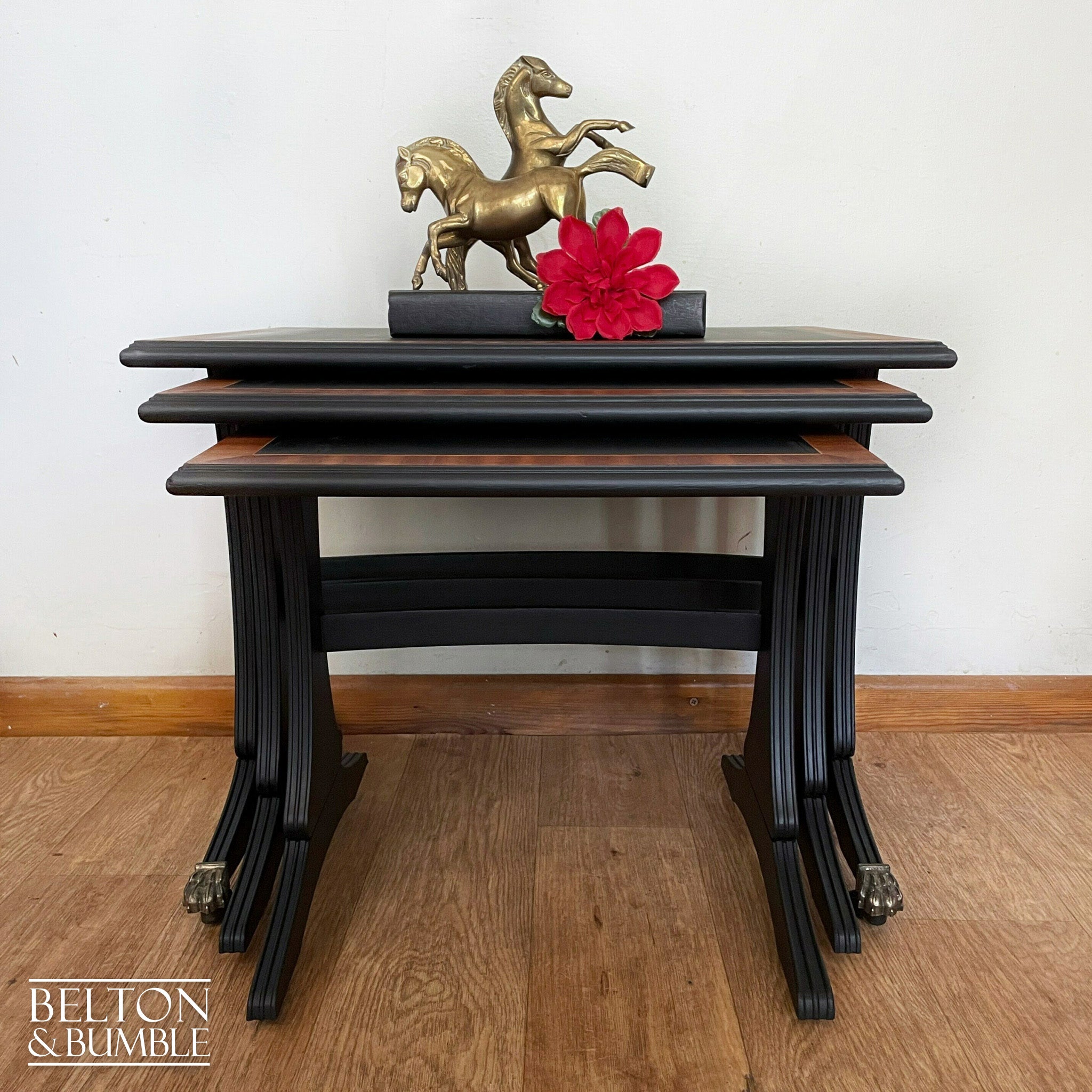 Black and Wood Nest of Tables-Belton & Bumble