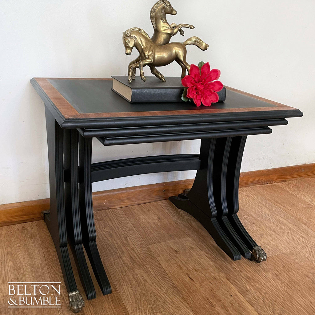 Black and Wood Nest of Tables-Belton & Bumble