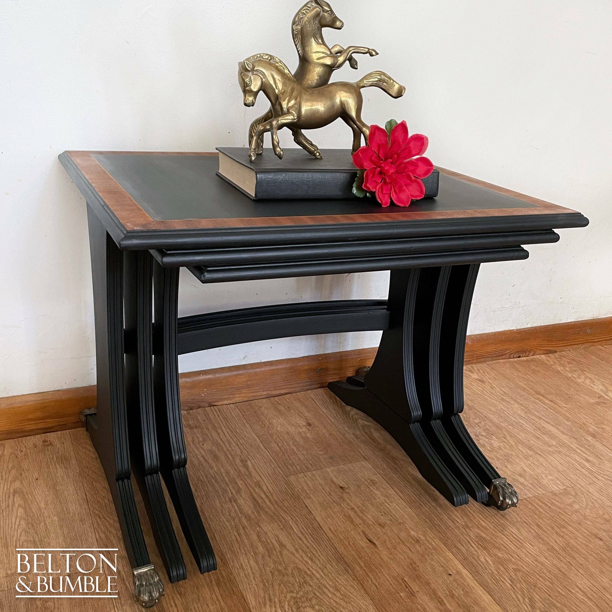 Black and Wood Nest of Tables-Belton & Bumble