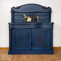 Carved Mahogany Buffet Sideboard in Blue-Belton & Bumble