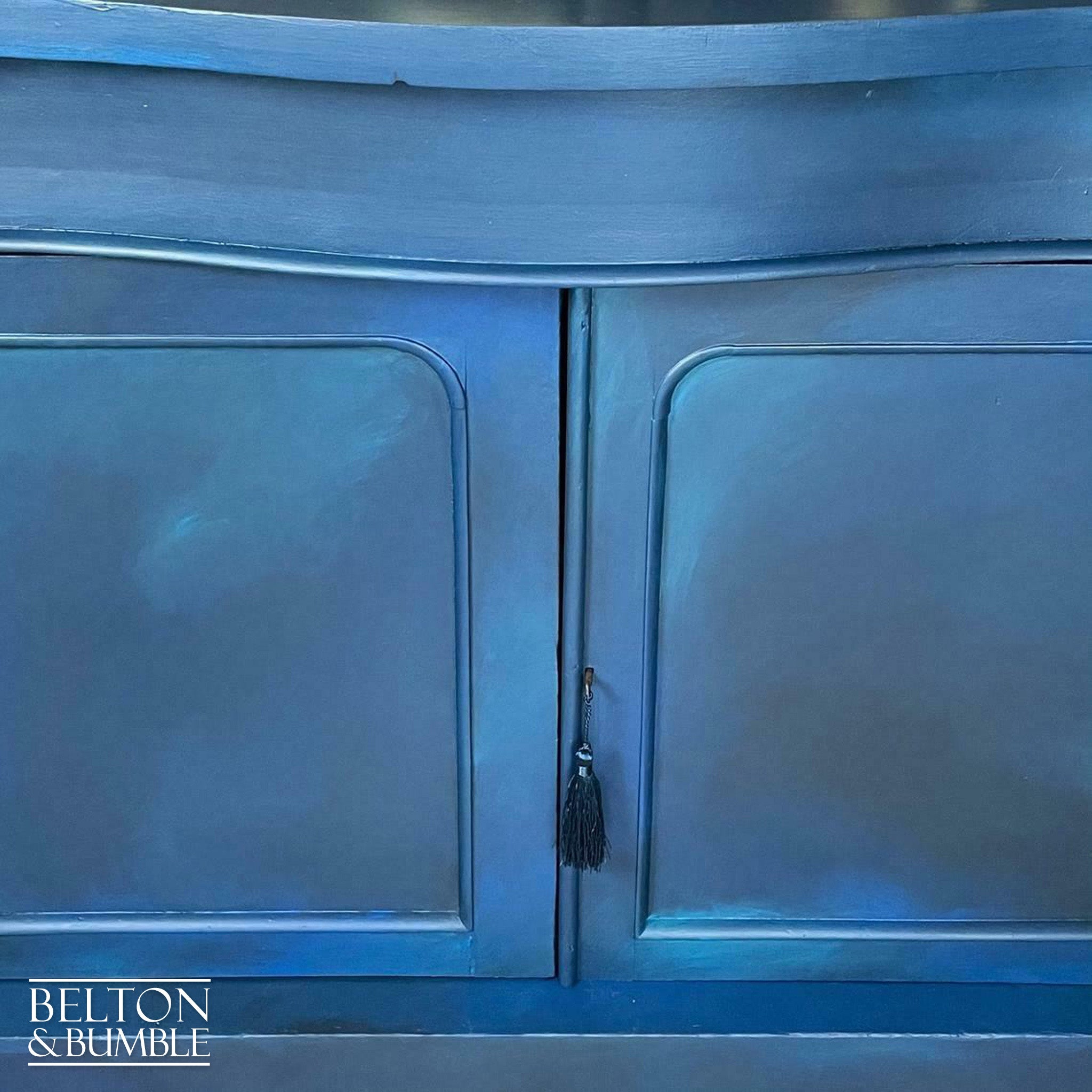 Carved Mahogany Buffet Sideboard in Blue-Belton & Bumble