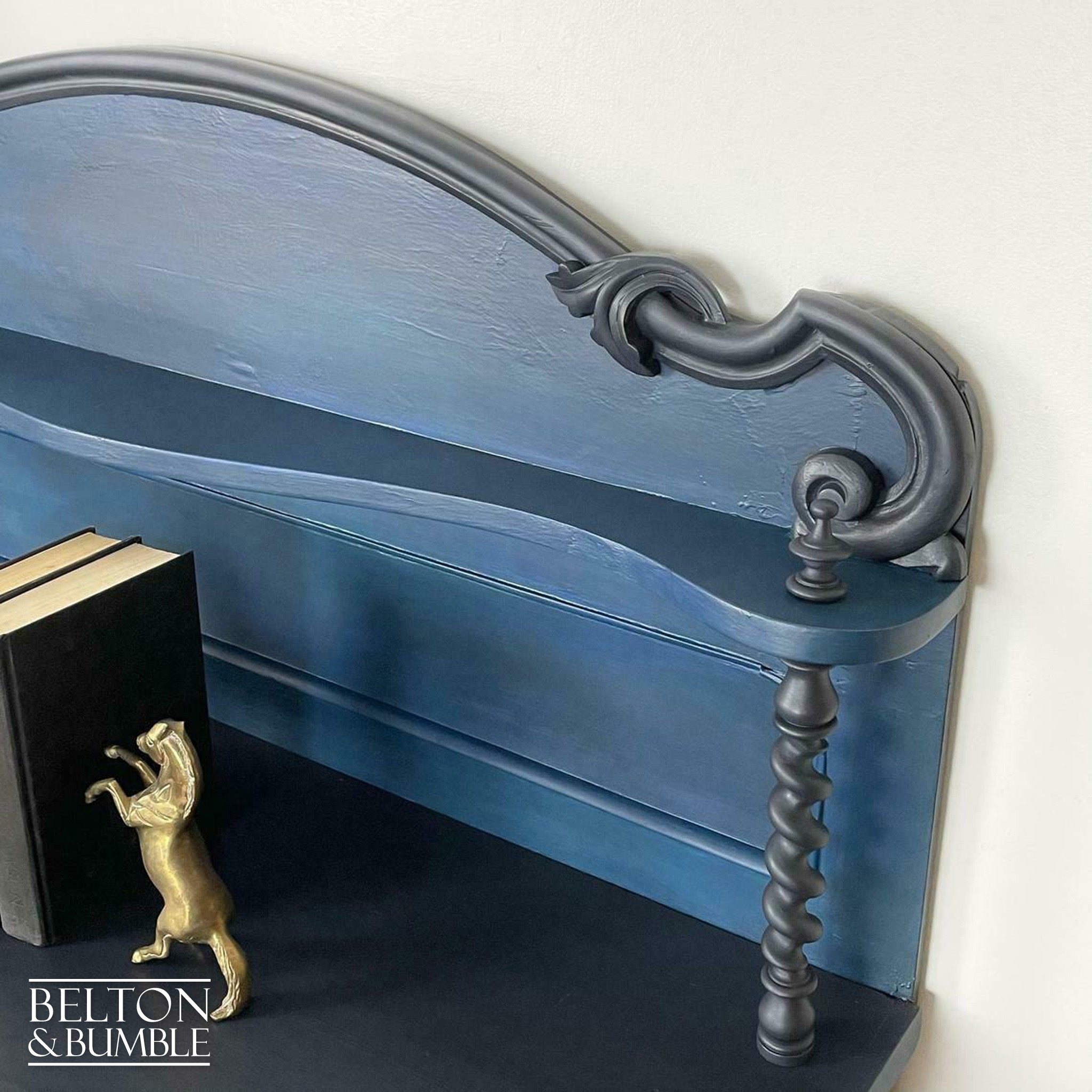 Carved Mahogany Buffet Sideboard in Blue-Belton & Bumble
