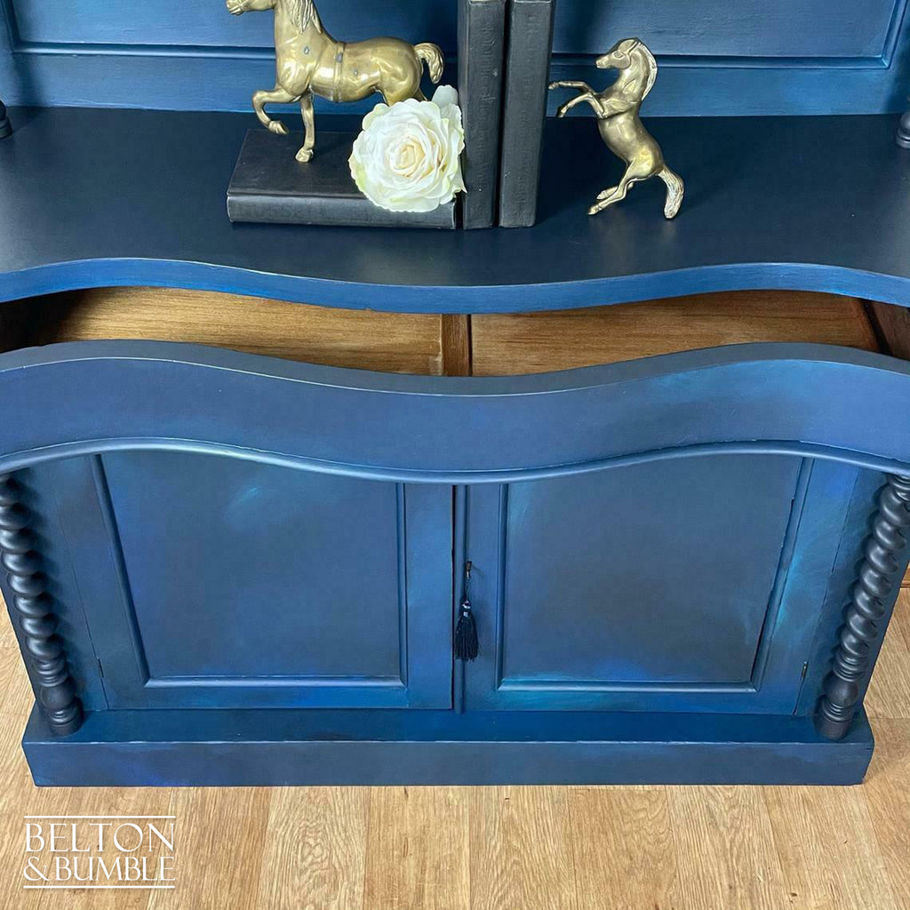 Carved Mahogany Buffet Sideboard in Blue-Belton & Bumble