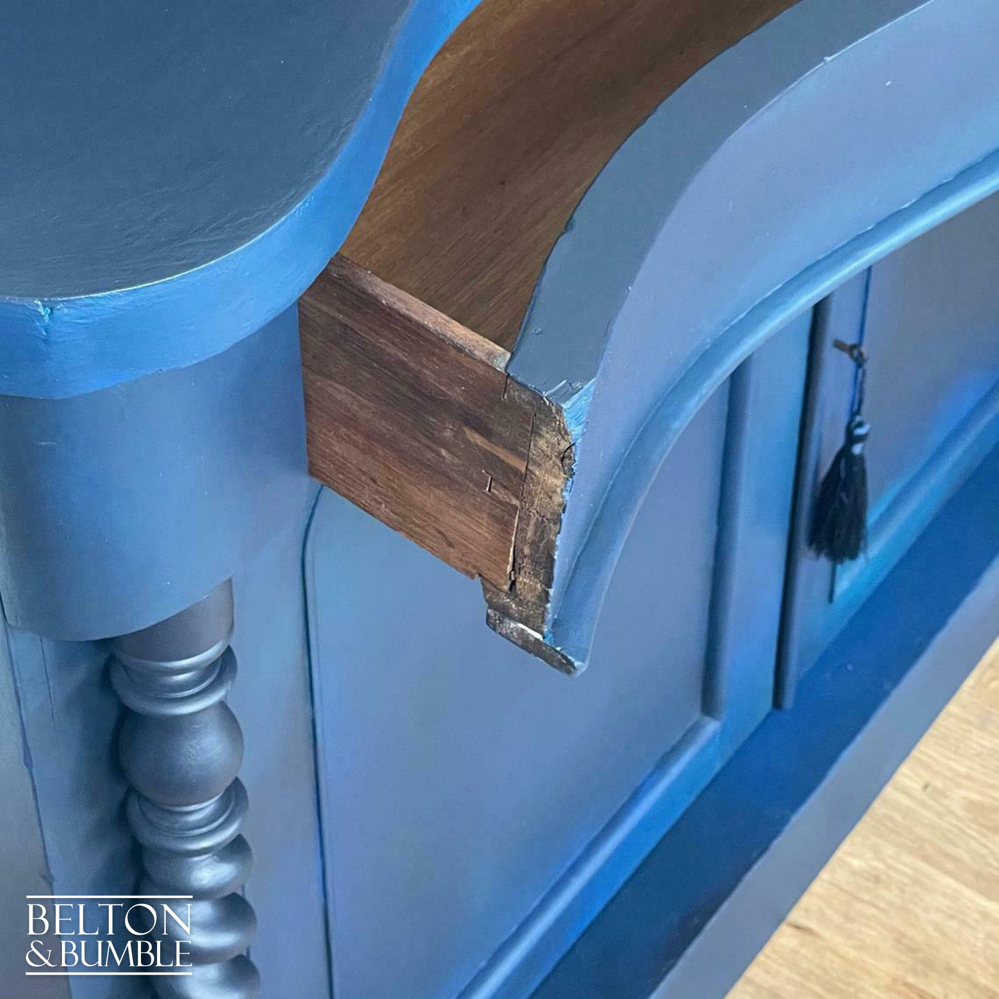 Carved Mahogany Buffet Sideboard in Blue-Belton & Bumble