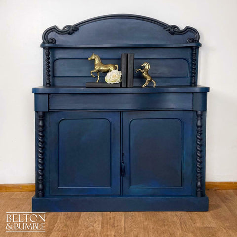 Carved Mahogany Buffet Sideboard in Blue-Belton & Butler