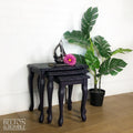Carved Nest of Tables in Dark Purple and Black-Belton & Bumble