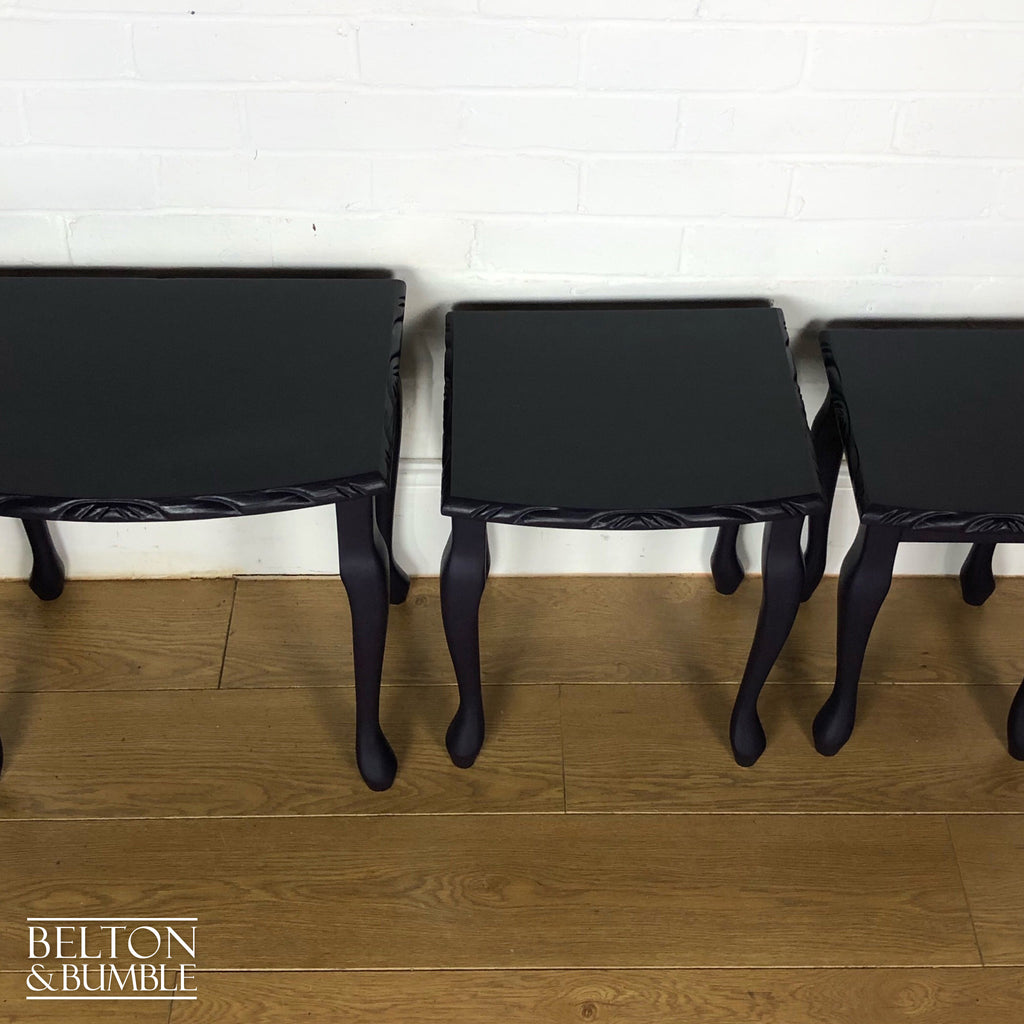 Carved Nest of Tables in Dark Purple and Black-Belton & Bumble