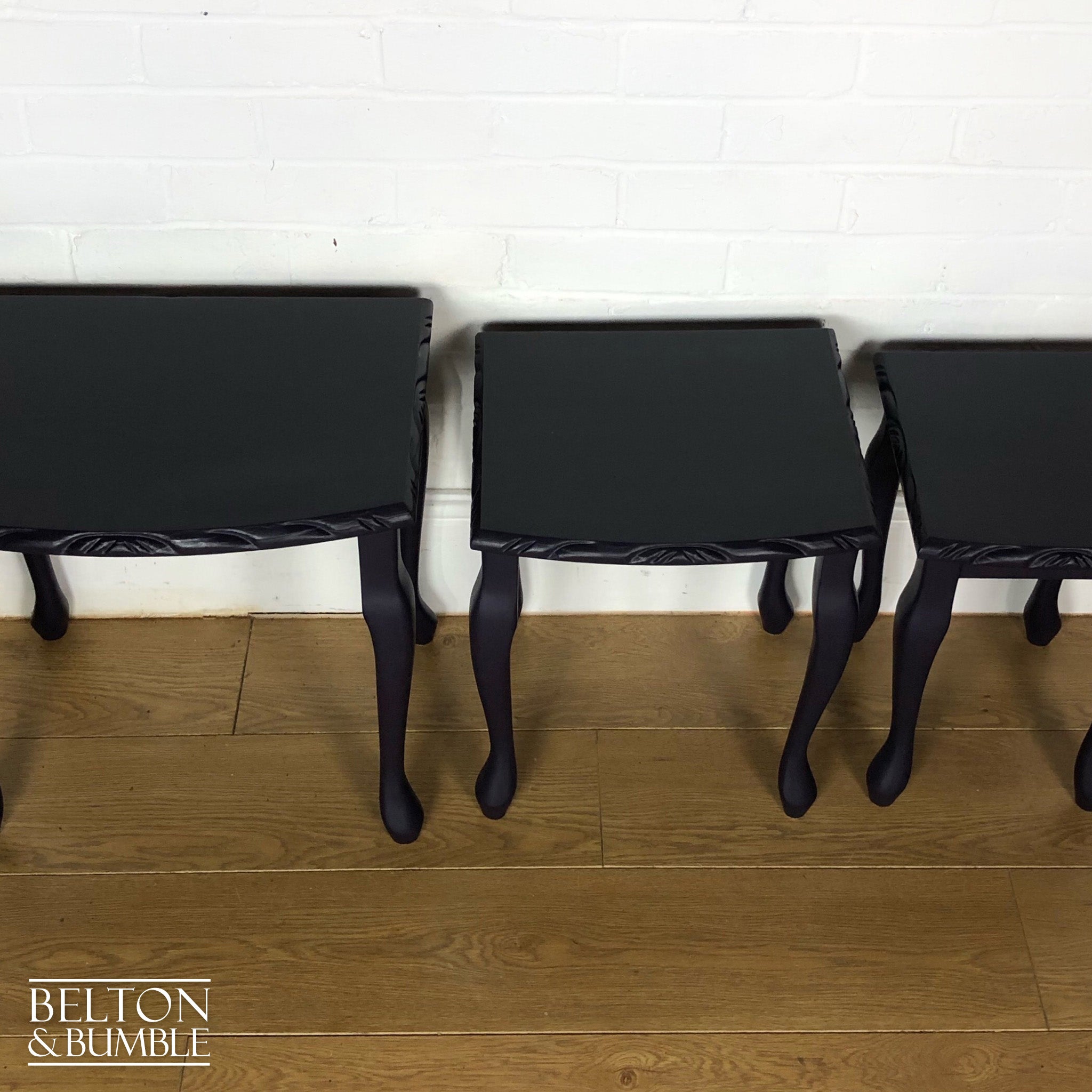 Carved Nest of Tables in Dark Purple and Black-Belton & Bumble