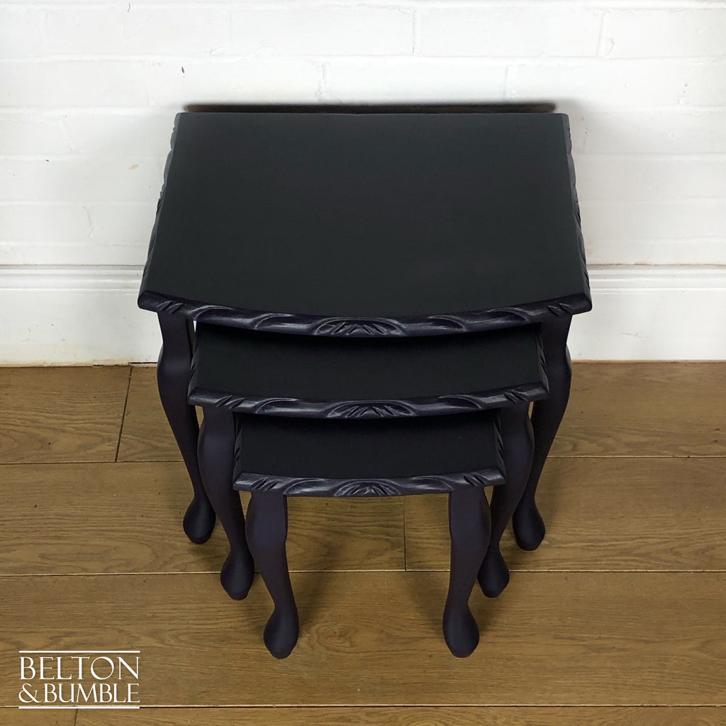 Carved Nest of Tables in Dark Purple and Black-Belton & Bumble