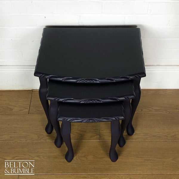 Carved Nest of Tables in Dark Purple and Black-Belton & Butler