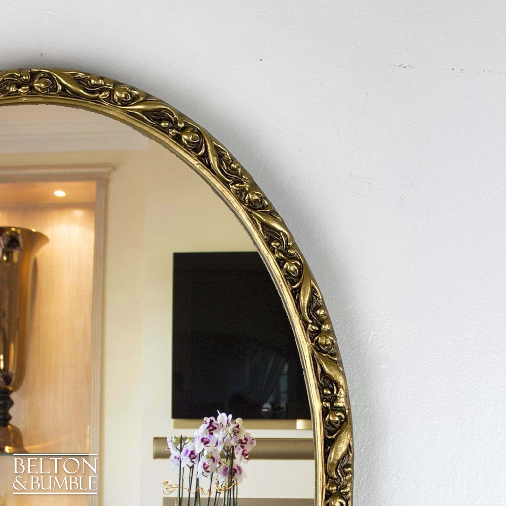 Carved Oval Mirror in Gold-Belton & Bumble