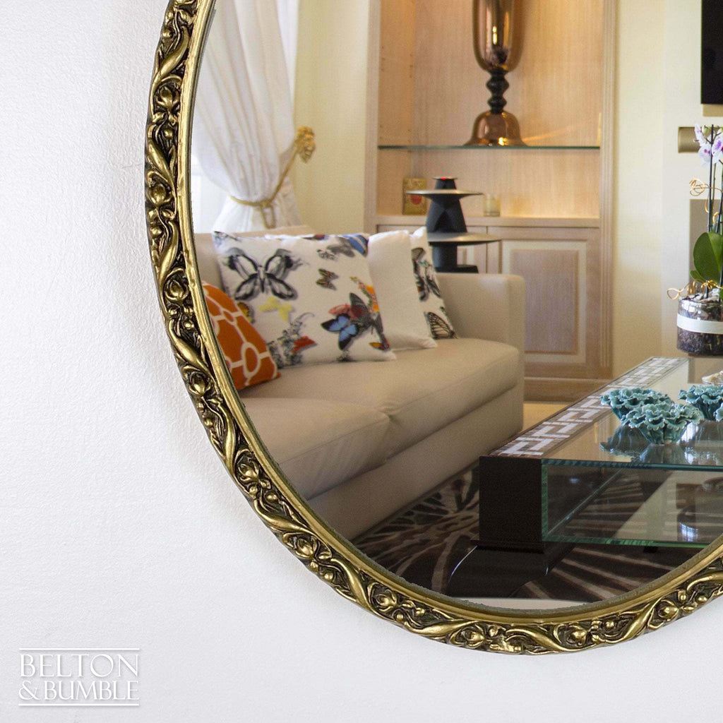 Carved Oval Mirror in Gold-Belton & Bumble