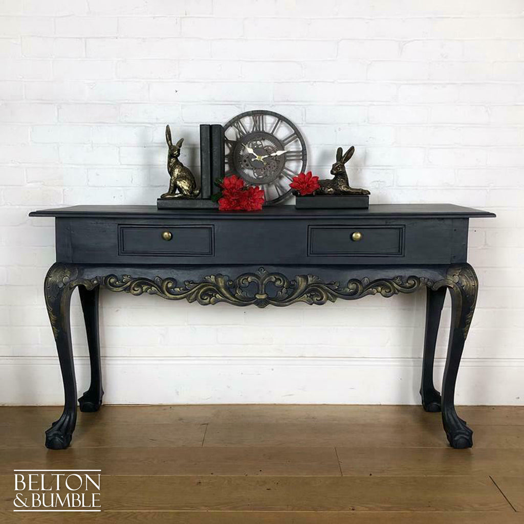 Carved Serving Table in Navy-Belton & Bumble