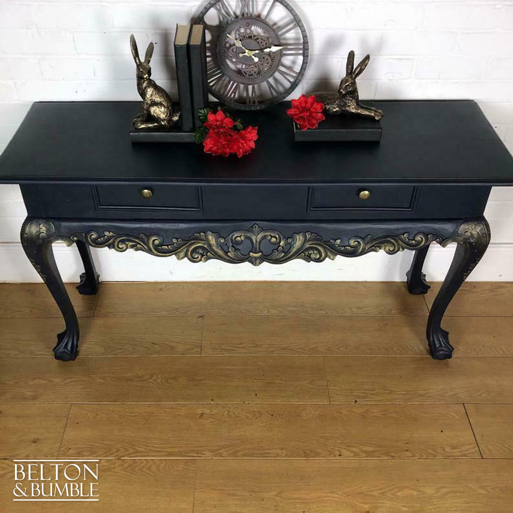 Carved Serving Table in Navy-Belton & Bumble
