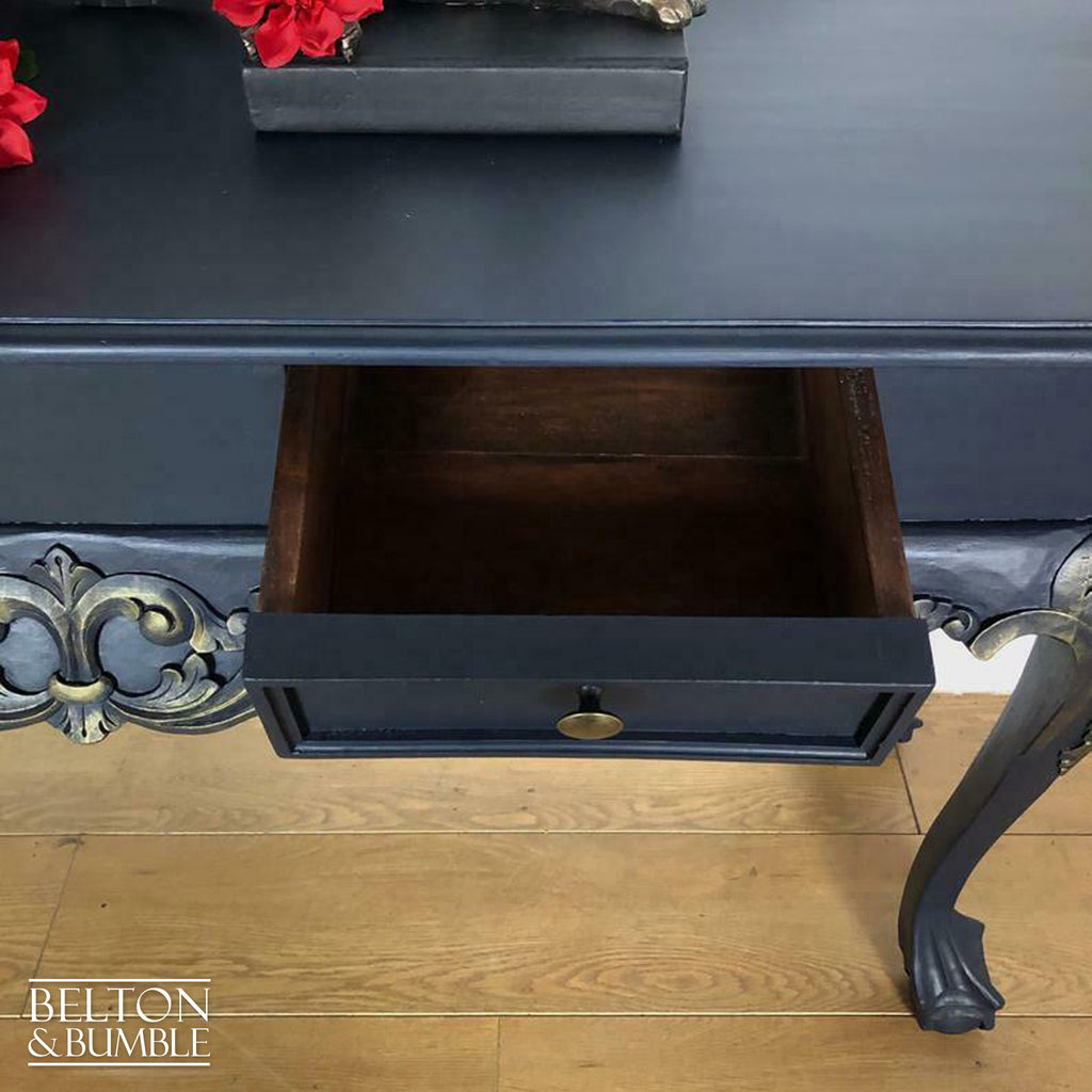 Carved Serving Table in Navy-Belton & Bumble