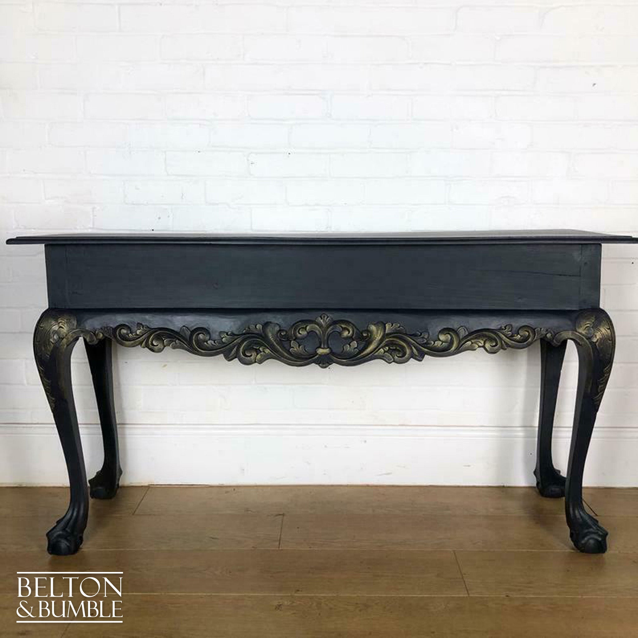 Carved Serving Table in Navy-Belton & Bumble