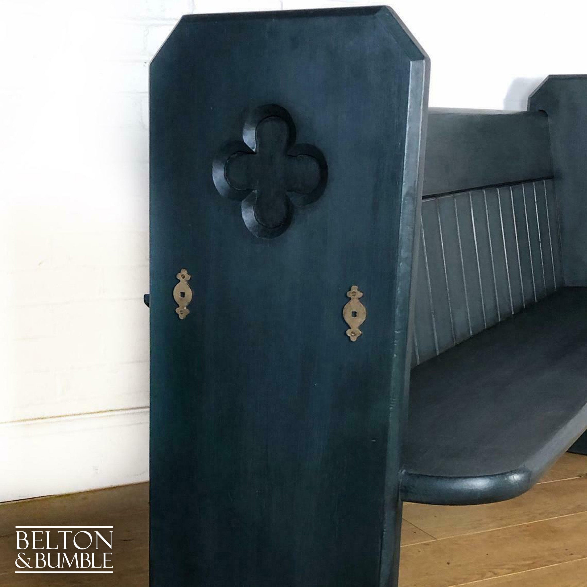 Church Pew with Back Shelf in Dark Blue-Belton & Bumble