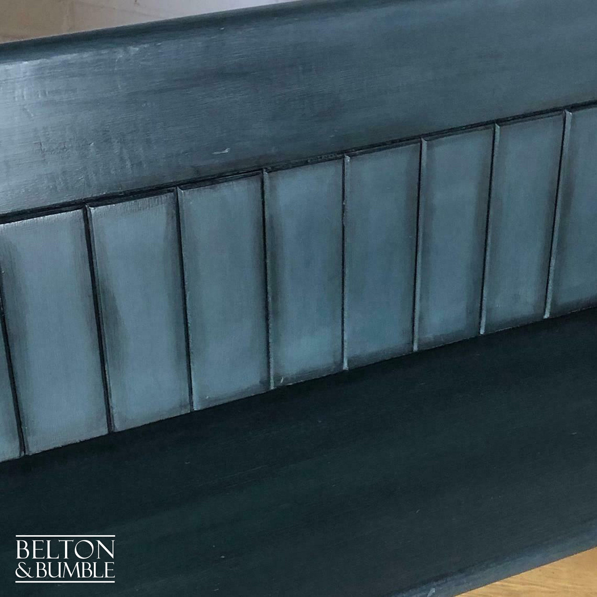 Church Pew with Back Shelf in Dark Blue-Belton & Bumble