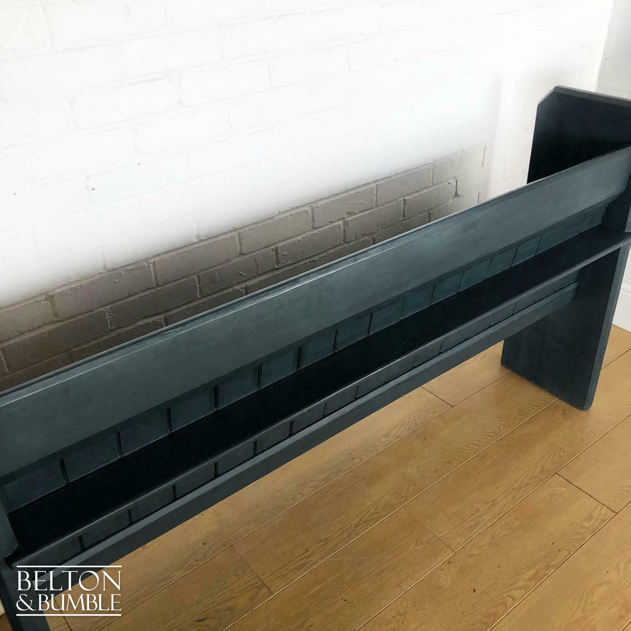 Church Pew with Back Shelf in Dark Blue-Belton & Bumble