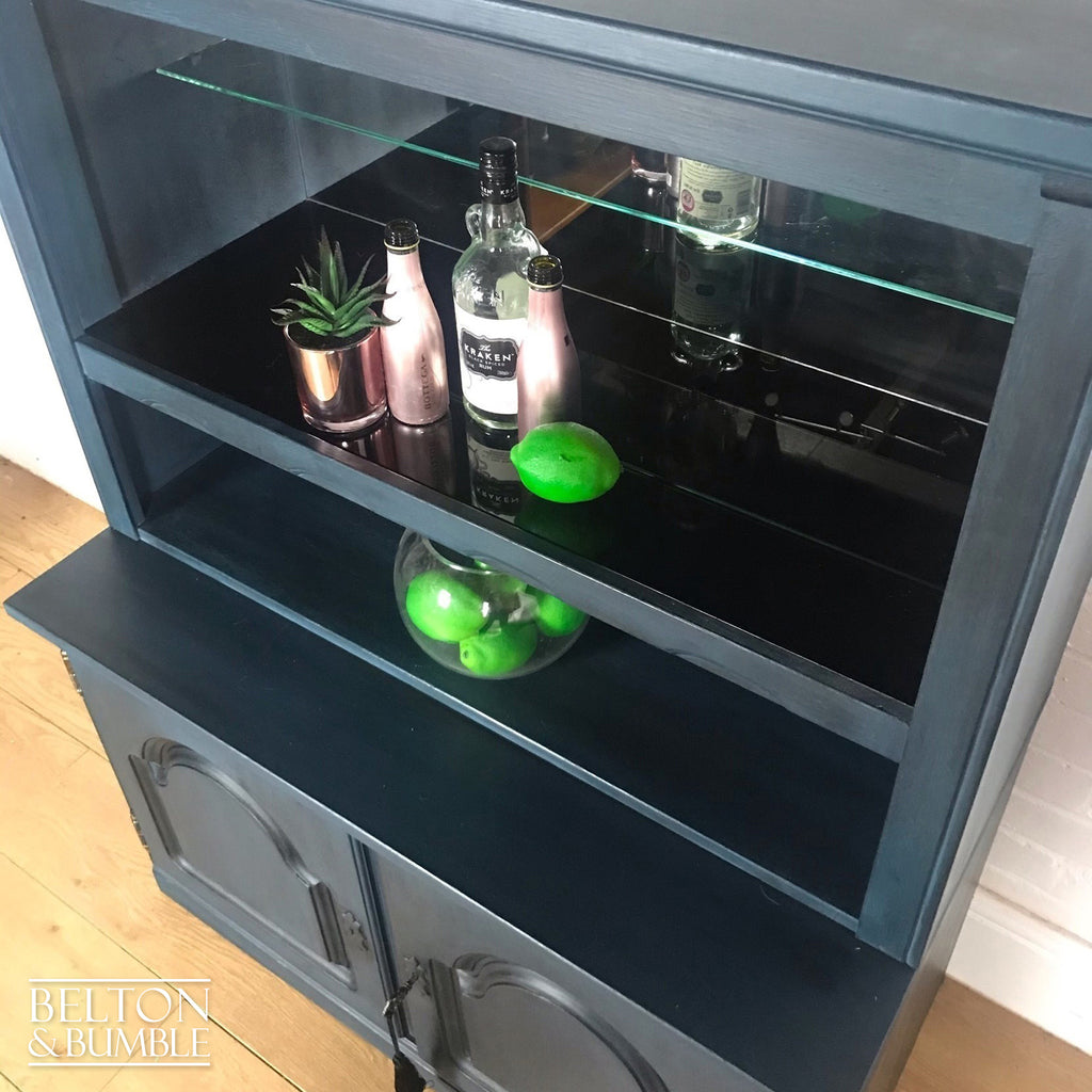 Dark Blue Drinks Cabinet Shelving Dresser-Belton & Bumble