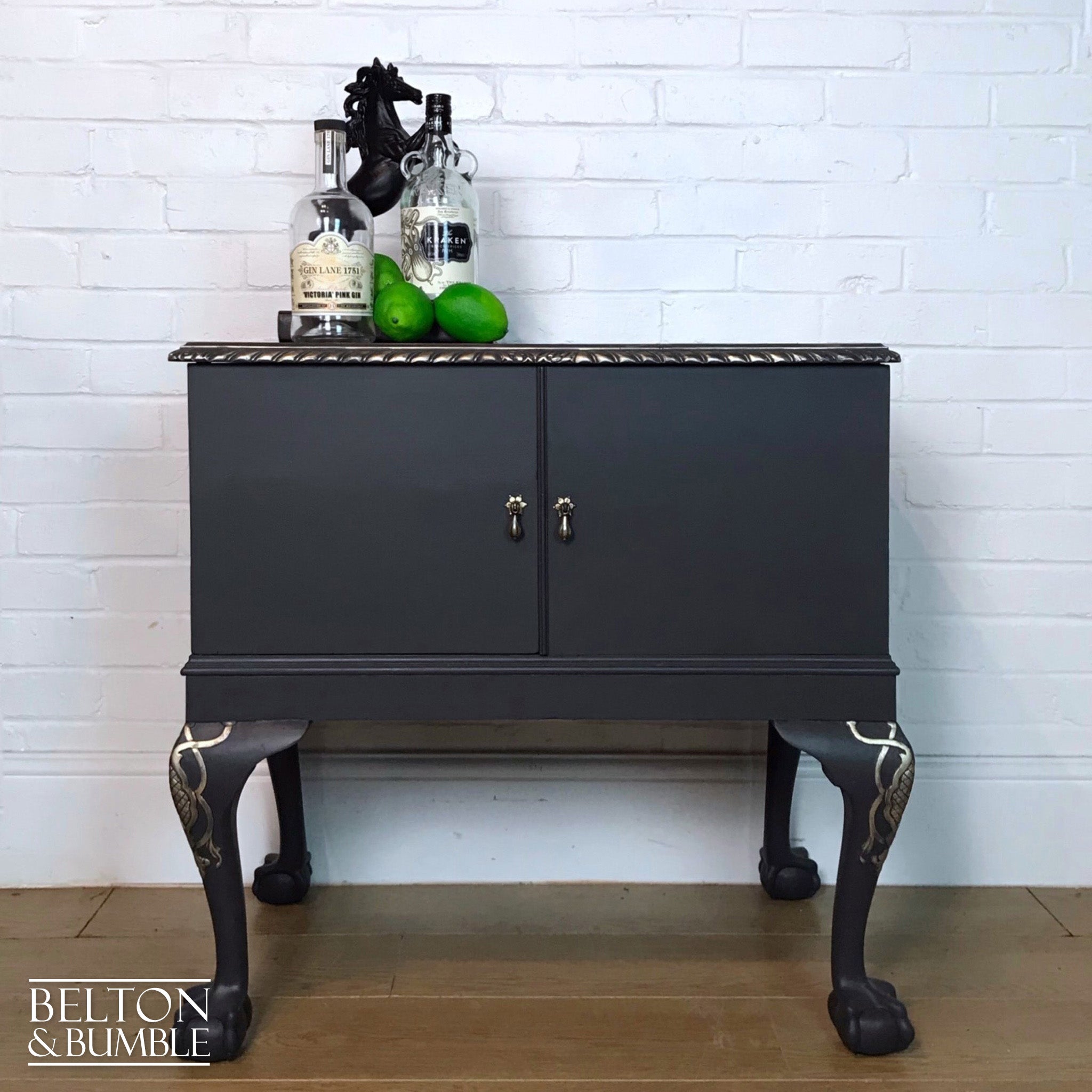 Dark Grey and Gold Cocktail Cabinet-Belton & Bumble