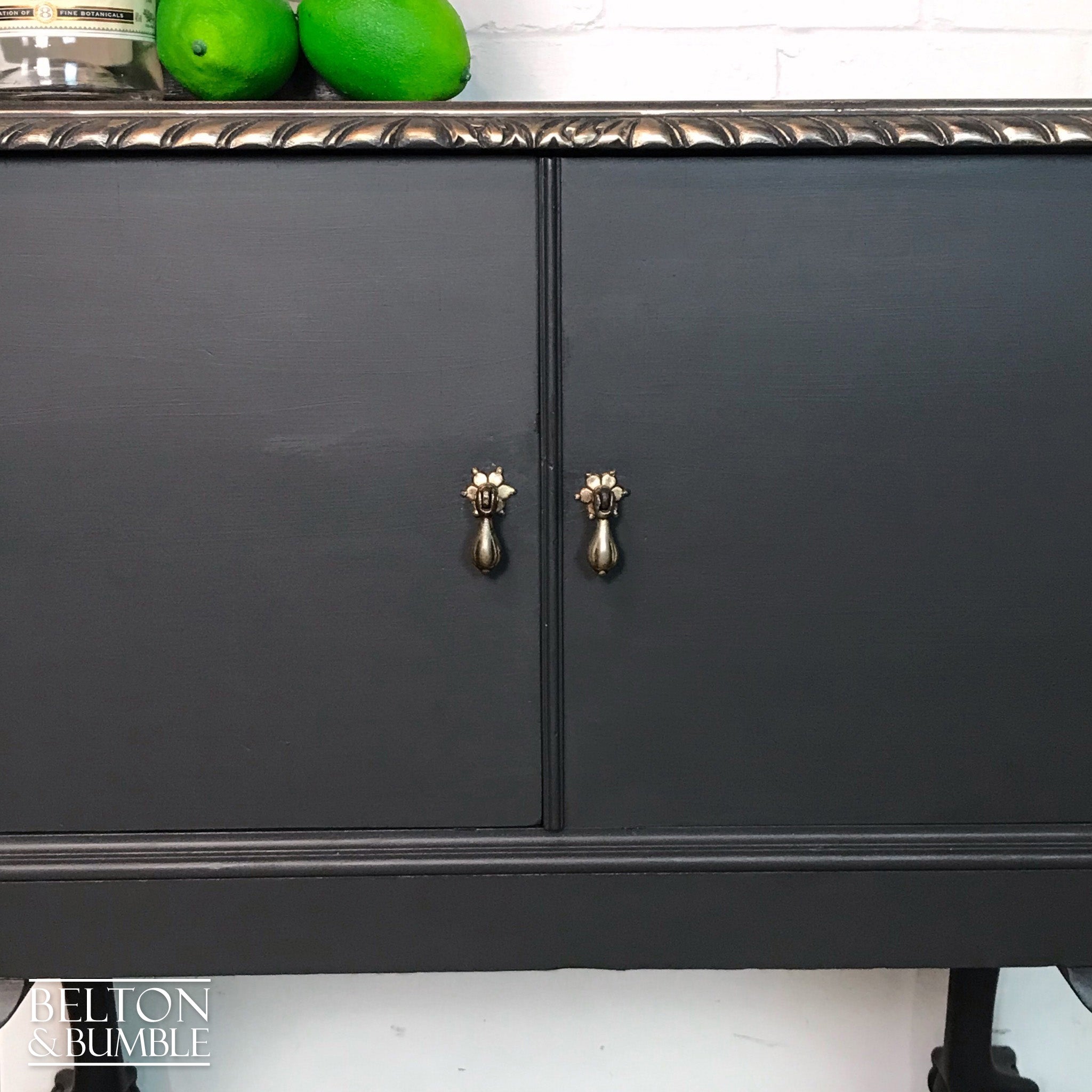 Dark Grey and Gold Cocktail Cabinet-Belton & Bumble