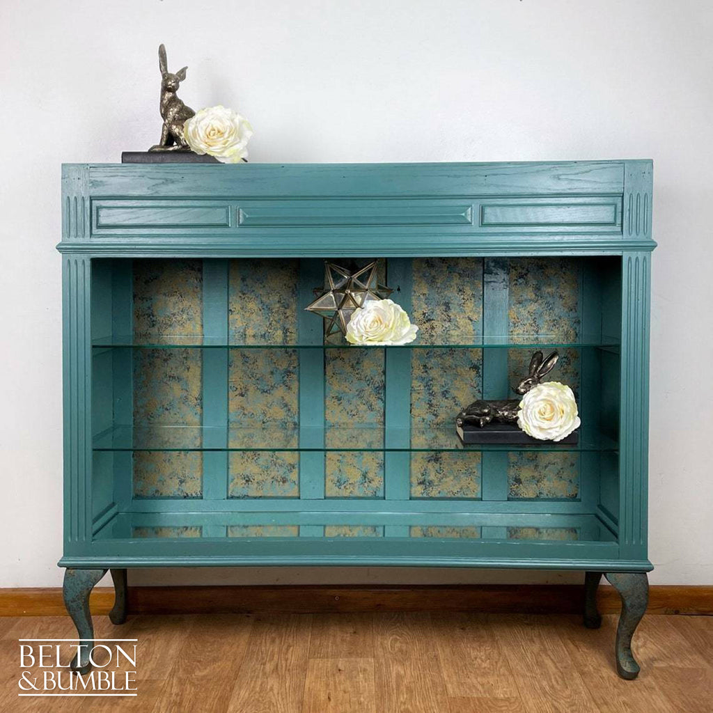 Display Shelving Unit in Green and Bronze-Belton & Bumble