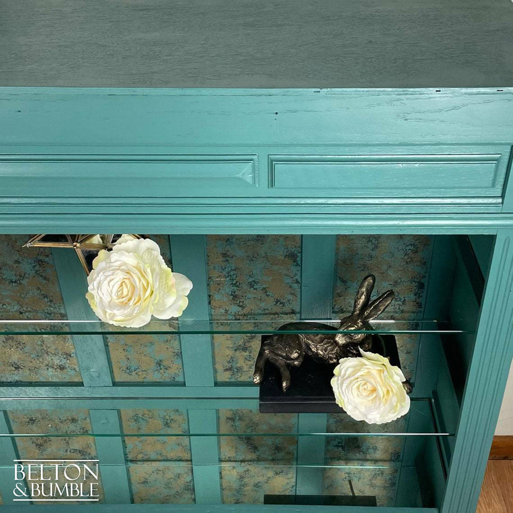 Display Shelving Unit in Green and Bronze-Belton & Bumble