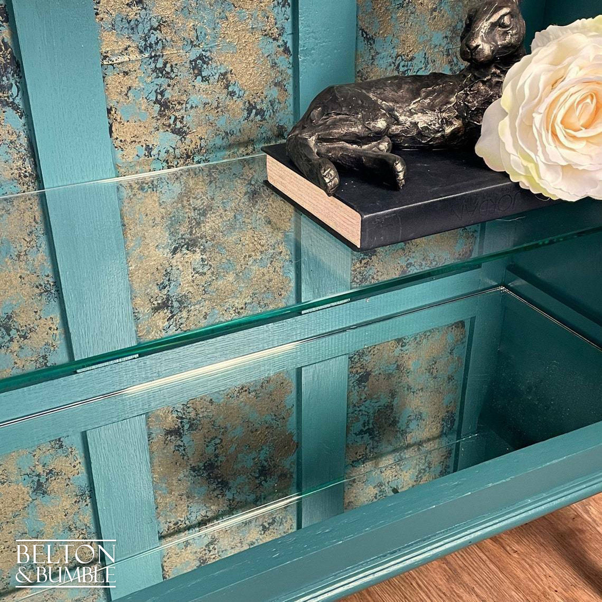 Display Shelving Unit in Green and Bronze-Belton & Bumble