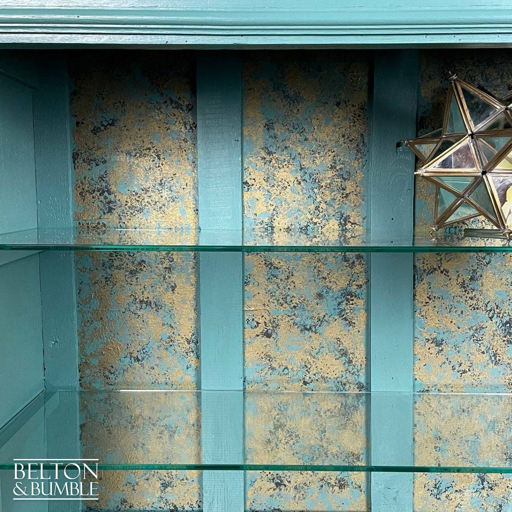 Display Shelving Unit in Green and Bronze-Belton & Bumble