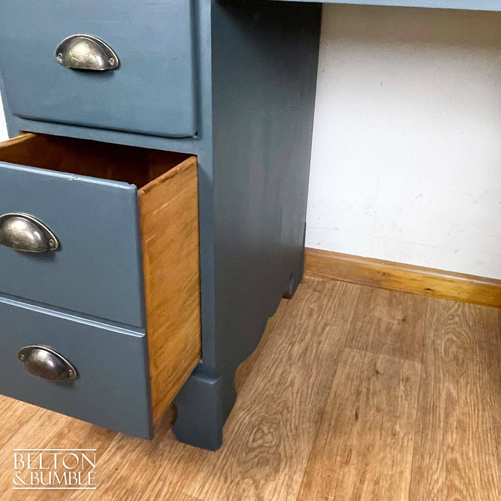 Double Pedestal Desk in Blue-Belton & Bumble