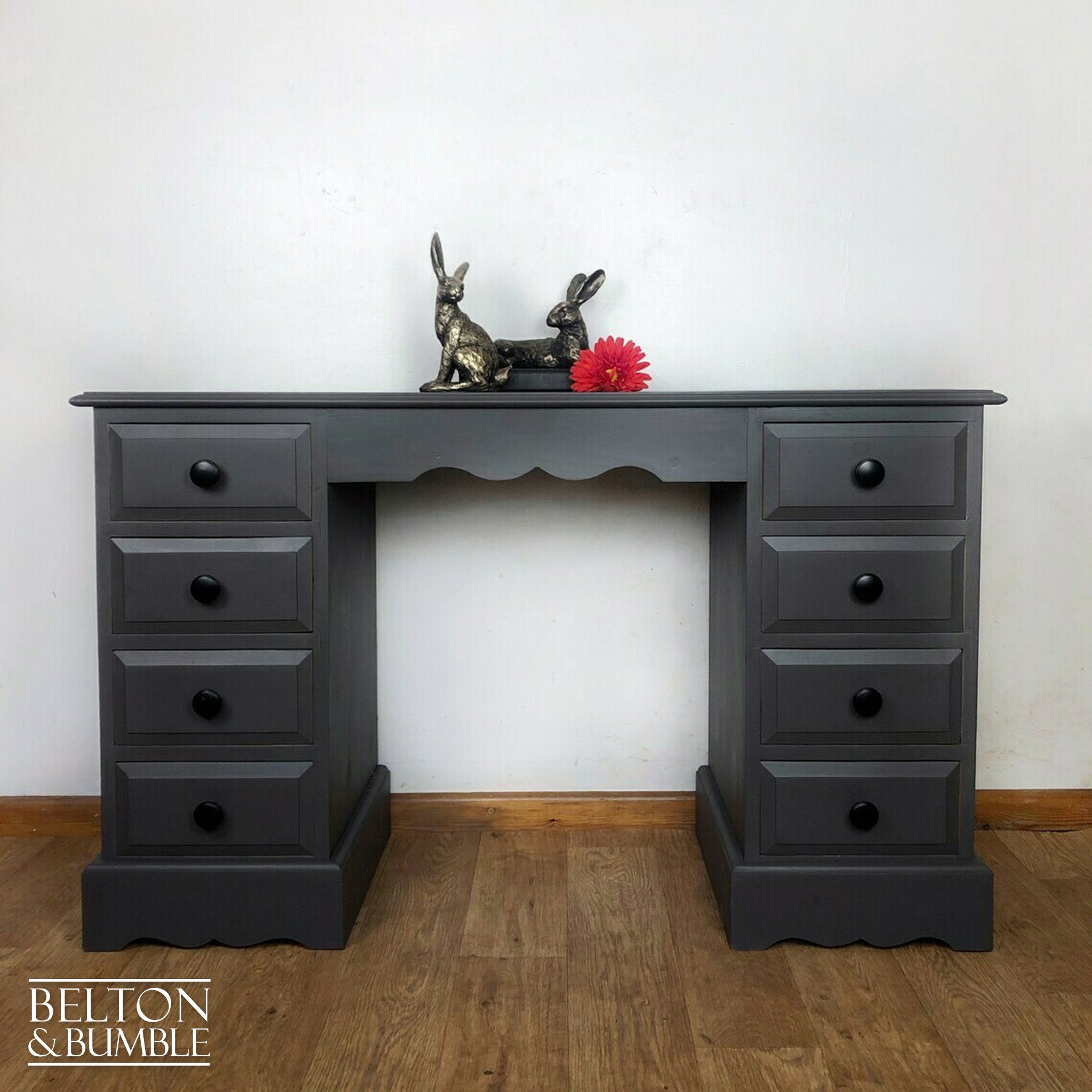 Double Pedestal Desk in Grey-Belton & Bumble