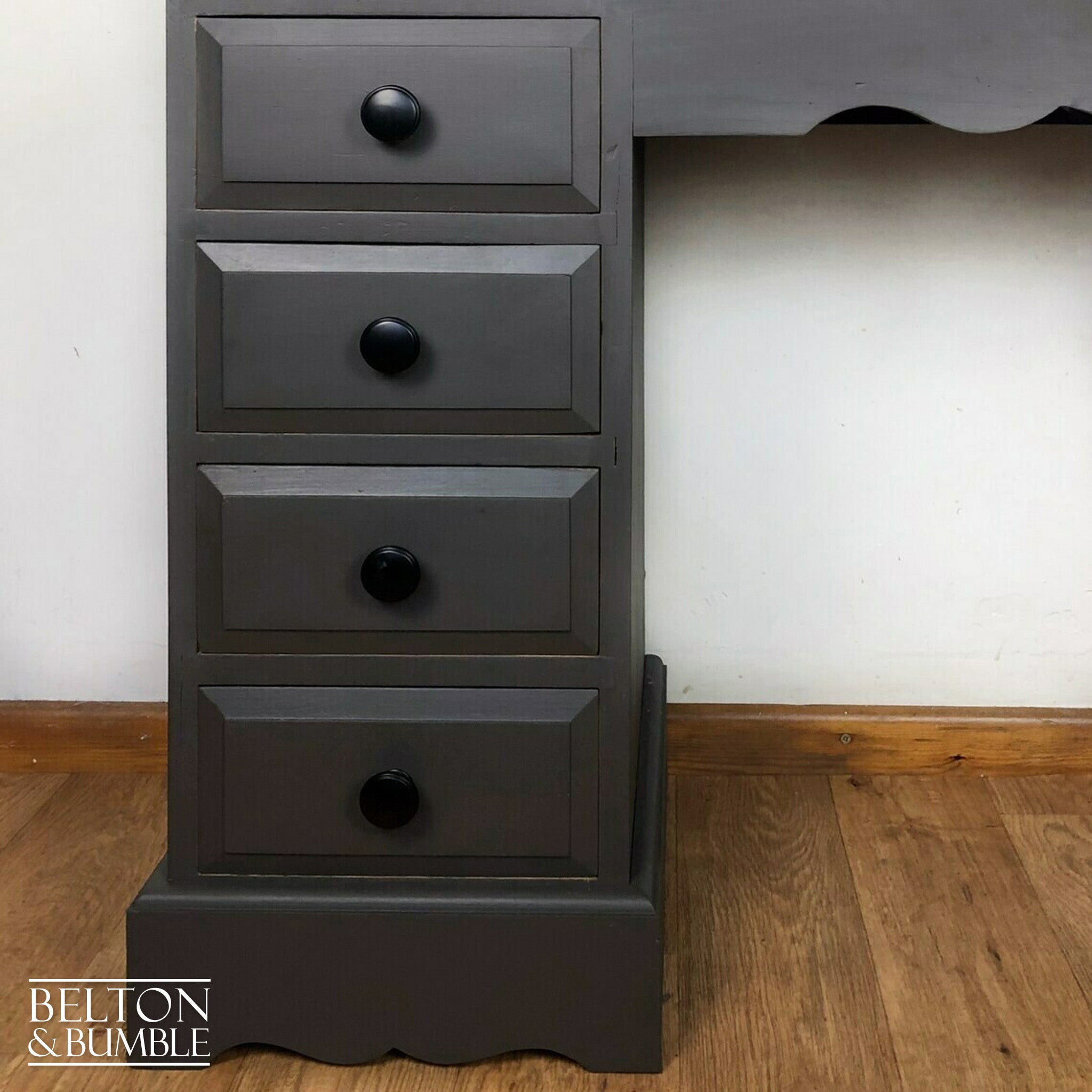 Double Pedestal Desk in Grey-Belton & Bumble