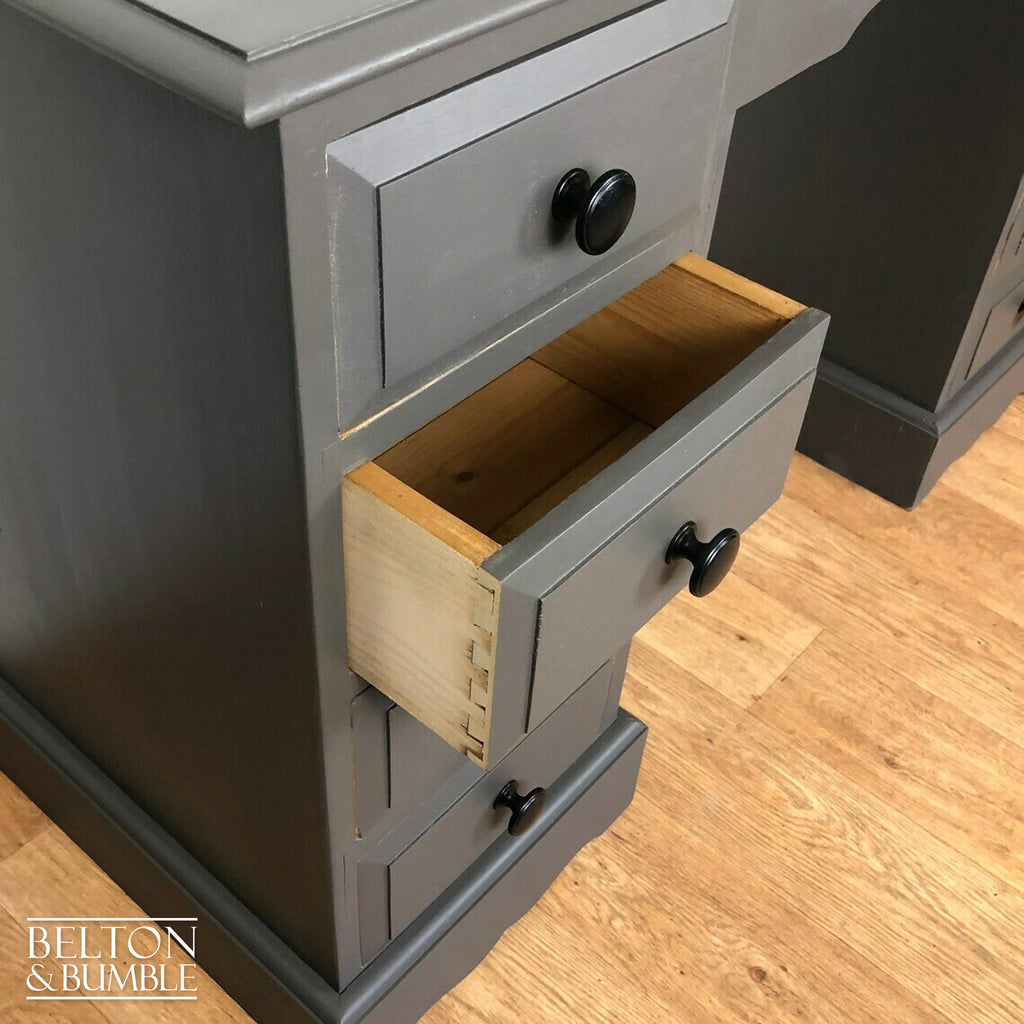 Double Pedestal Desk in Grey-Belton & Bumble